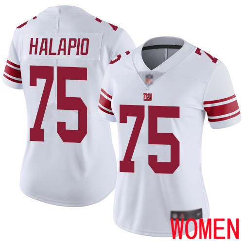 Women New York Giants #75 Jon Halapio White Vapor Untouchable Limited Player Football NFL Jersey